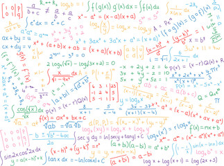 Colorful mathematical formulae on transparent background