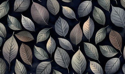 Watercolor floral background, texture. leaves. dark colors