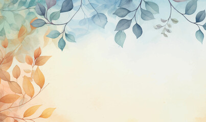 Watercolor floral background, texture. leaves. pastel colors