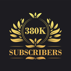 380K Subscribers celebration design. Luxurious 380K Subscribers logo for social media subscribers