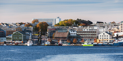 Fototapeta premium Kristiansund seaside view, Norwegian town panorama