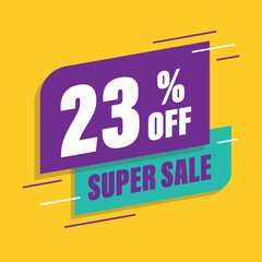 Twenty three 23% percent purple and green sale tag vector
