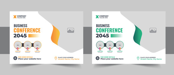 Modern business webinar and business conference social media banner template, Online live webinar banner invitation template, Business conference flyer