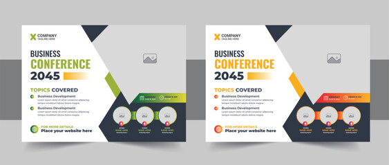 Creative horizontal business conference flyer template or online webinar and Marketing Business Live Webinar Banner layout