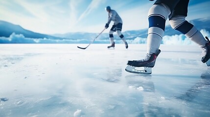 On magnificent ice field, hockey players create excitement