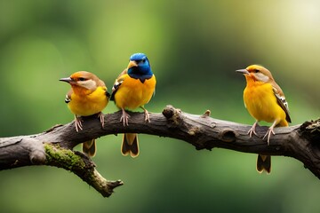 pair of yellow and red birds