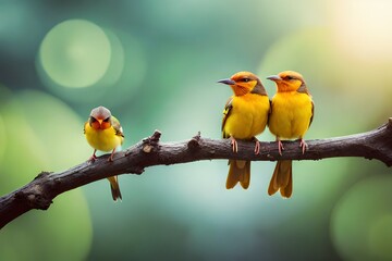 red and yellow bird on branch