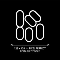 2D pixel perfect editable white bacilli icon, isolated monochromatic vector, thin line illustration representing bacteria.