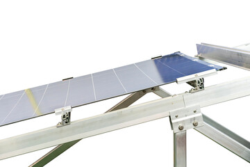 solar cell panels or photovoltaic module installation on device aluminum mounting for energy industrial farm system isolated on white with clipping path