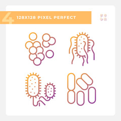 Pixel perfect gradient icons set of bacteria, thin linear illustration.