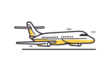 Line icon airplane for web, white background
