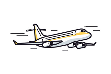 Line icon airplane for web, white background