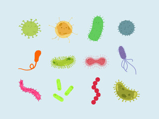 Cartoon Bacteria Illustration Set
