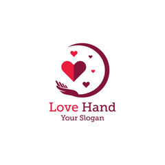 Giving Love Logo, Giving Heart, Heart and Hand logo, Health Care logo, People Care Logo Design