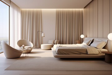Fototapeta na wymiar classic minimal beige interior hotel room