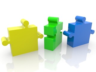 Three puzzle pieces not connected to each other