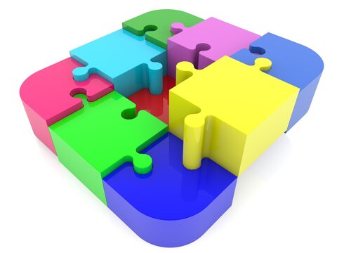 Puzzle pieces as a diagram of different levels