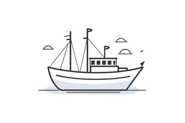 Line icon boat for web, white background