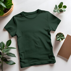 dark green t-shirt mockup clothes
