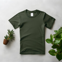 dark green t-shirt mockup clothes