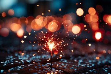 Fototapeta na wymiar Close-up of a sparkling firework just before it bursts, Generative AI