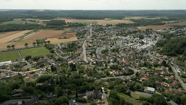 Laon Town Suburbs France Aerial Landscape