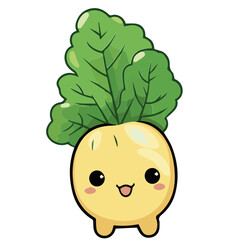 Cute Single Chubby vegetable Vector Cartoon Illustration