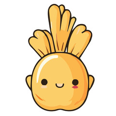 Cute Single Chubby vegetable Vector Cartoon Illustration