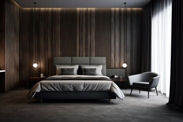 modern classic minimal grey interior hotel room