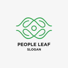 People leaf logo template vector illustration design