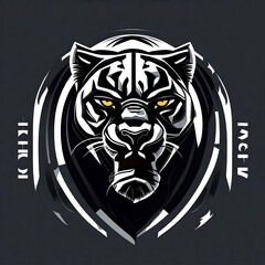 A logo for a business or sports team featuring a stylized  fierce black panther cat  that is suitable for a t-shirt graphic.