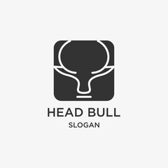Head bull logo icon flat design template