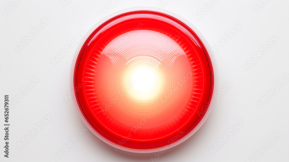 Aufkleber red light fluorescent button isolated on the background of computer graphics website design