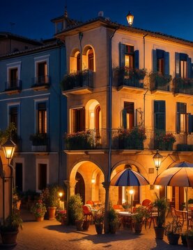 Italian Hotel Night View, Cafe night life
