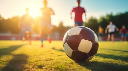 Blurry soccer field with vibrant colors, depicting youth's energy