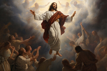 The Glorious Ascension of Jesus Christ: Rising with Faith to Join the Heavenly Realm - obrazy, fototapety, plakaty