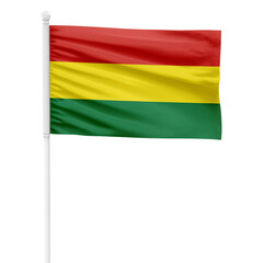 Obraz premium Realistic Bolivia flag isolated on cutout background. Waving the Bolivia flag on a white metal pole.