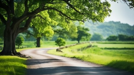 Fototapeta na wymiar Blurred winding country road as background imag