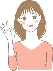 OKサインをしている若い女性