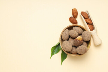 Tasty and sweet food - almonds in chocolate