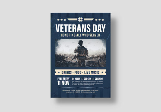 Veterans Day Flyer Layout for Military Army Veteran