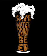 Save Water Drink Beer Graphic T-shirt Design
