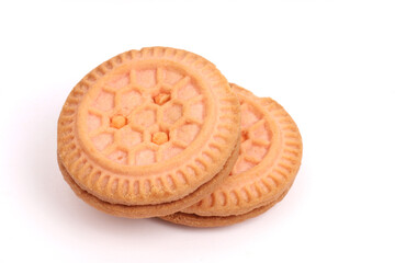 Cream Cookies on white background, new angles 