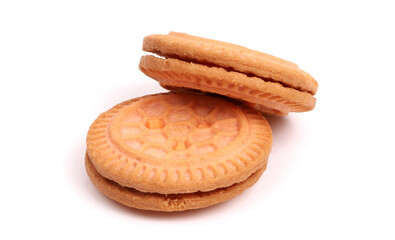 Cream Cookies on white background, new angles 