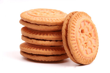 Cream Cookies on white background, new angles 