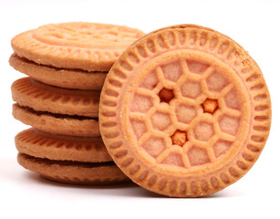 Cream Cookies on white background, new angles 