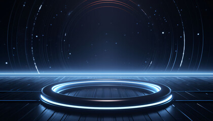 An Abstract Futuristic Environment With Pedestal Podium