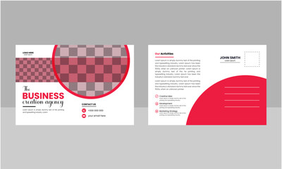 Corporate postcard design template, Creative Vector Postcard Template, New Modern Postcard Design .