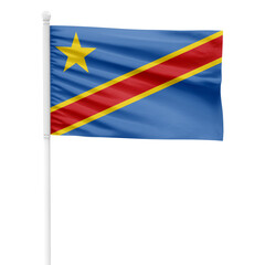 Fototapeta premium Democratic Republic of the Congo flag isolated on cutout background. Democratic Republic of the Congo flag on a white metal pole.