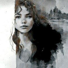 convert water colors in black and white grphite paper texture pencil sketch 